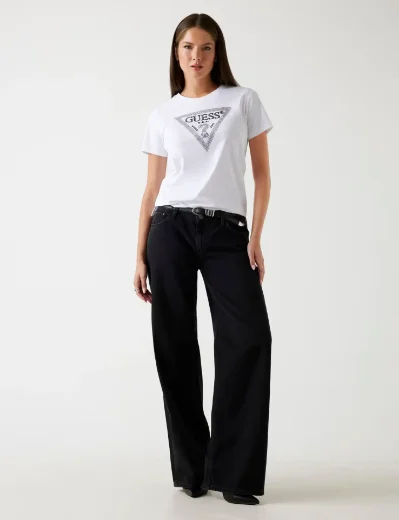 Guess Krystal Triangle Logo T-Shirt | White
