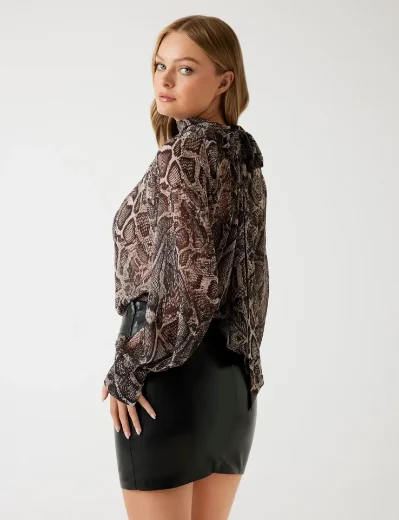 Guess Audrene Bow Blouse | Animalier