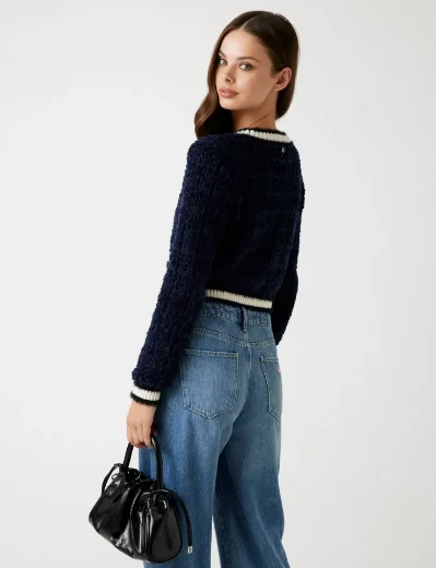 Guess Textured Knit Cardigan | Dark Blue