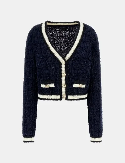 Guess Textured Knit Cardigan | Dark Blue