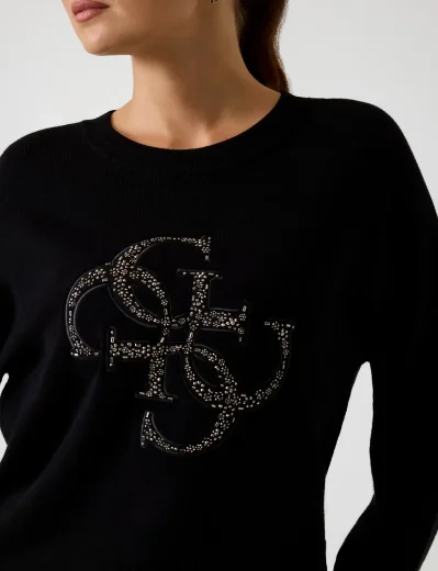 Guess Studded Logo Sweater | Black