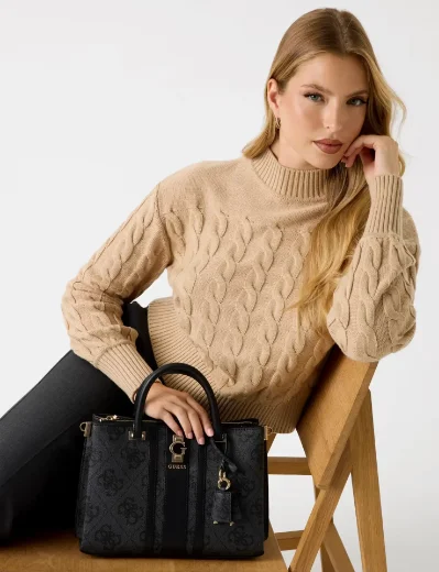 Guess Women's Erenia 4G Logo Handbag | Coal