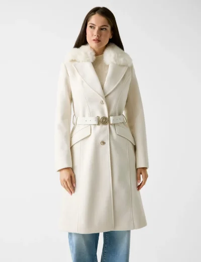 Guess Patrice Wool-blend belted coat | White