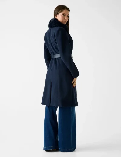 Guess Patrice Wool-blend belted coat | Dark Blue