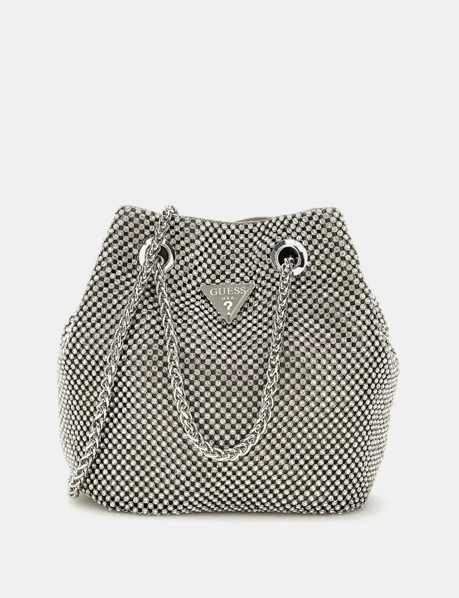 Guess Women's Zalina Rhinestone Mesh Mini Handbag / Silver