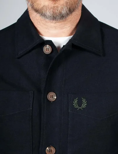 Fred Perry Brushed Twill Overshirt | Black