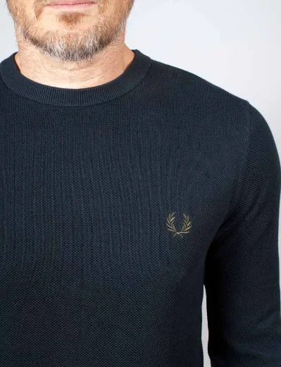 Fred Perry Pique Stitch Knitted Jumper | Navy