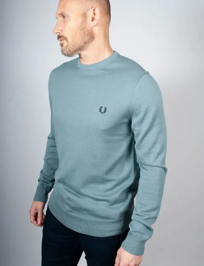 Fred Perry Classic Crew Neck Knitted Jumper | Stockport Blue