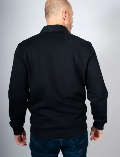 Fred Perry Zip Through Collared Sweatshirt | Black