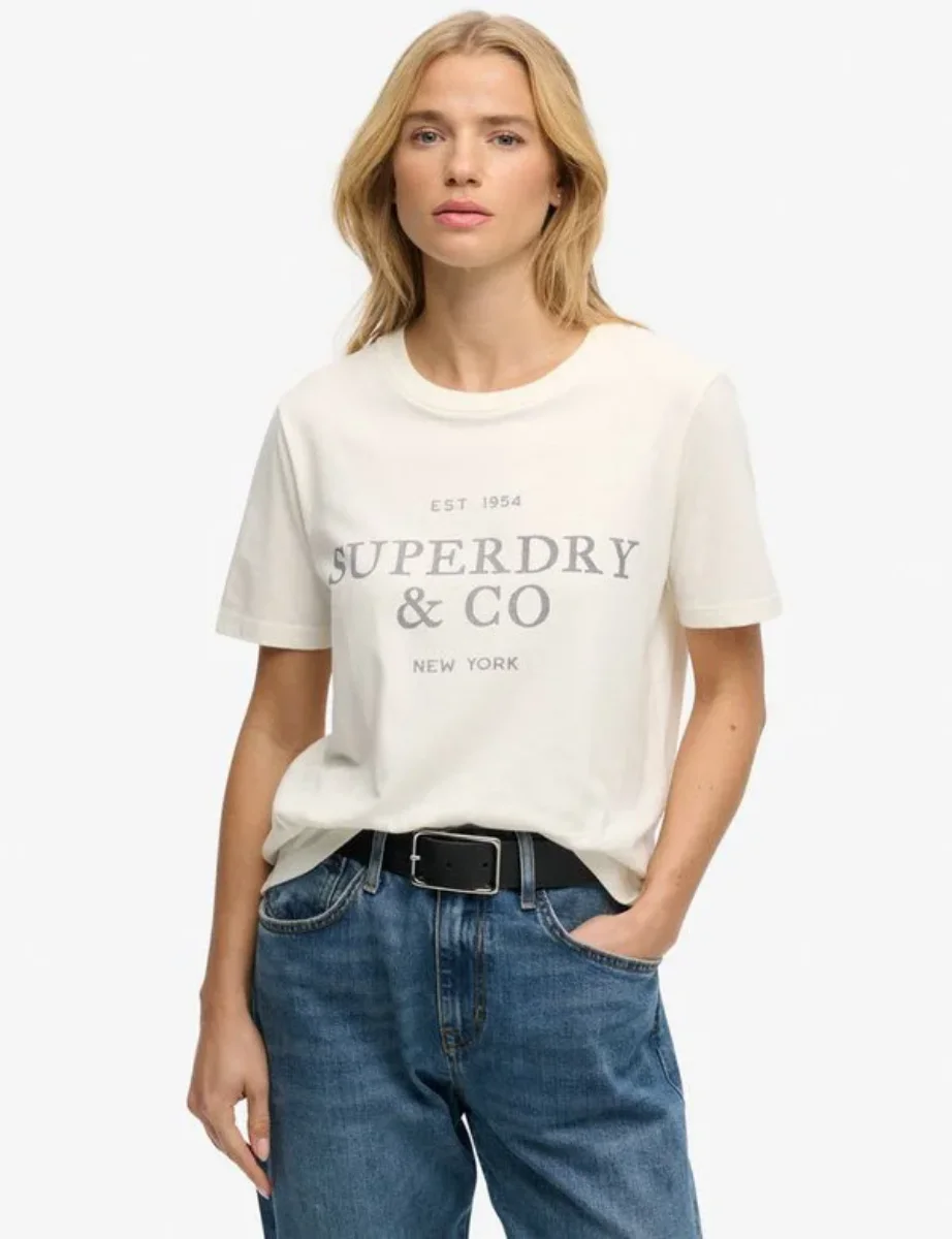 Superdry Luxe Casual Relaxed T-Shirt | Cream