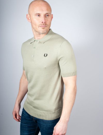 Fred Perry Short Sleeve Knitted Polo | Seagrass