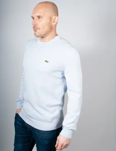 Lacoste Monochrome Crew Neck Cotton Sweater | Light Blue