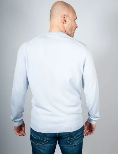 Lacoste Monochrome Crew Neck Cotton Sweater | Light Blue