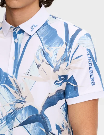 J Lindeberg Tour Tech Printed Polo | Paradise Skylight M