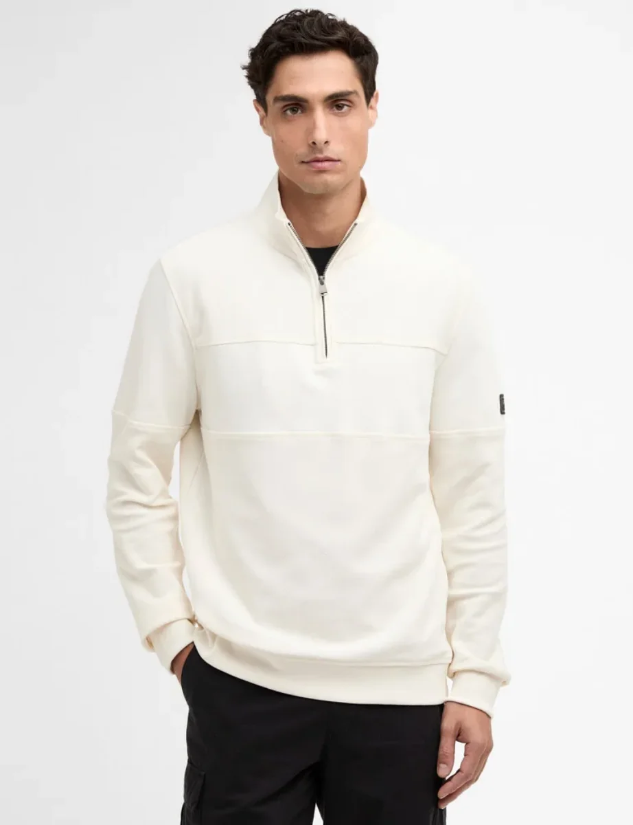 Barbour International Kaspian Half Zip Sweat | Whisper White