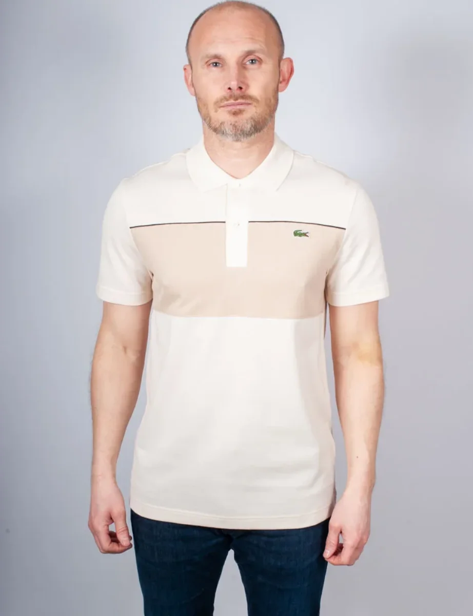 Lacoste Regular Fit Colour-Block Pique Polo | Cream/Beige
