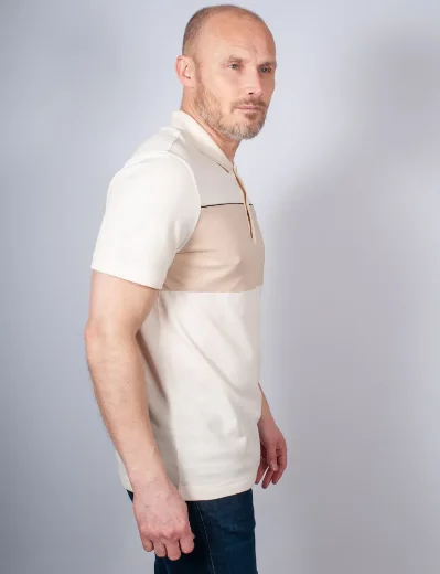Lacoste Regular Fit Colour-Block Pique Polo | Cream/Beige