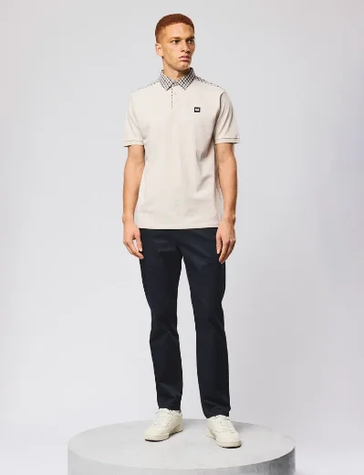 Weekend Offender Costa Check Collar Polo | Cement