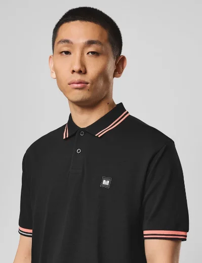 Picture of Weekend Offender Levanto Tipped Polo | Black/Coral
