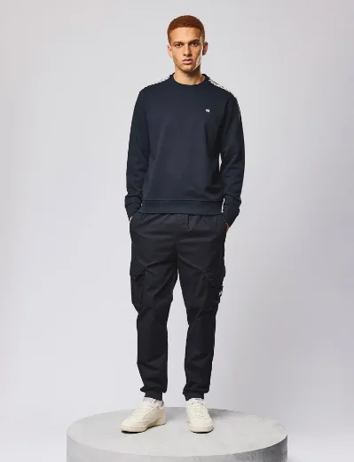 Picture of Weekend Offender Beida Check Panel Sweat | Navy
