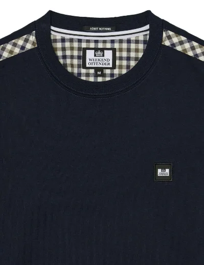 Picture of Weekend Offender Medea Check Shoulder T-shirt | Navy