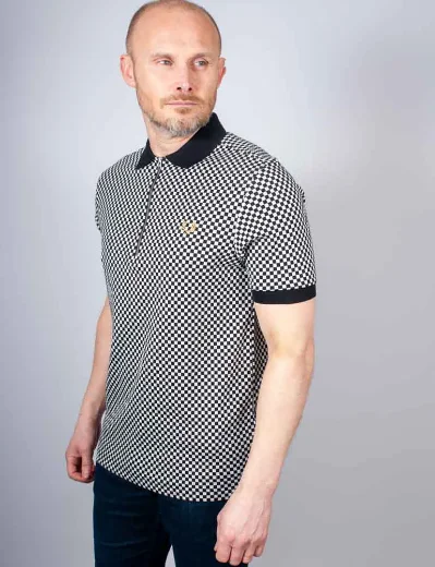 Picture of Fred Perry Chequerboard Polo Shirt | Black
