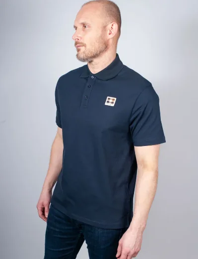 Aquascutum Stretch Piquet Badge Polo | Navy