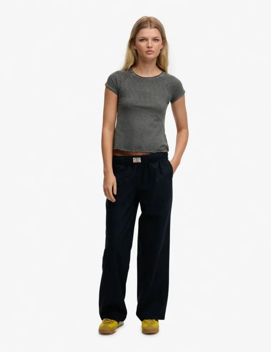 Superdry Cotton Linen Elastic Trouser / Navy