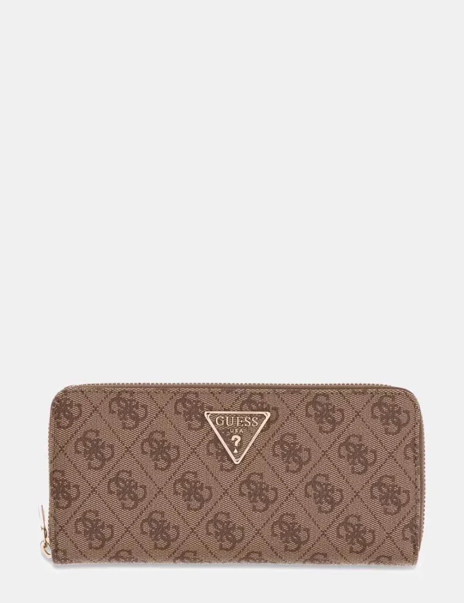 Guess Laurel 4G Logo Zip Around Purse | Beige