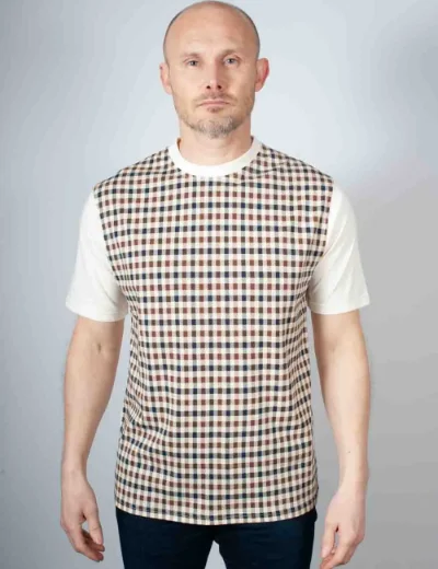 Aquascutum Body Club Check T-shirt | Cream
