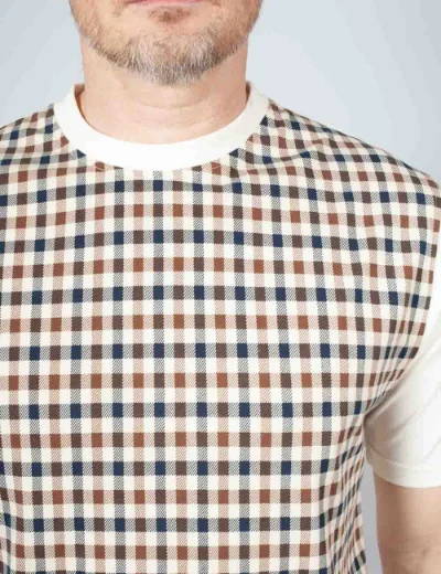 Aquascutum Body Club Check T-shirt | Cream