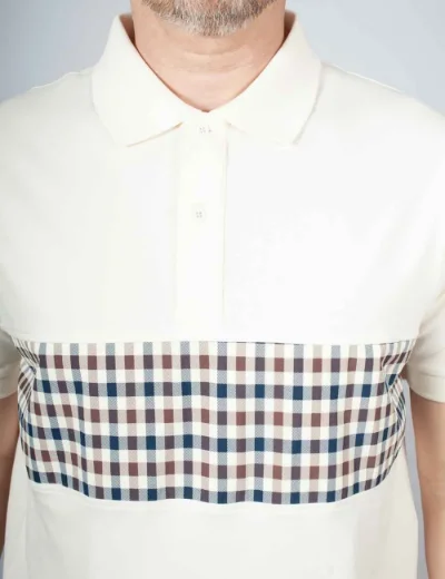 Aquascutum Strech Piquet Insert Polo | Cream