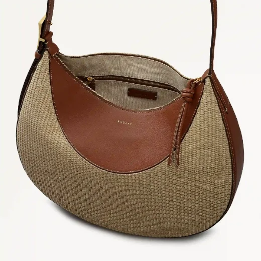 Radley Bliss Crescent Basket-Weave Shoulder Bag | Brown