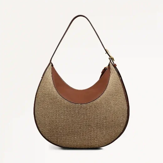 Radley Bliss Crescent Basket-Weave Shoulder Bag | Brown
