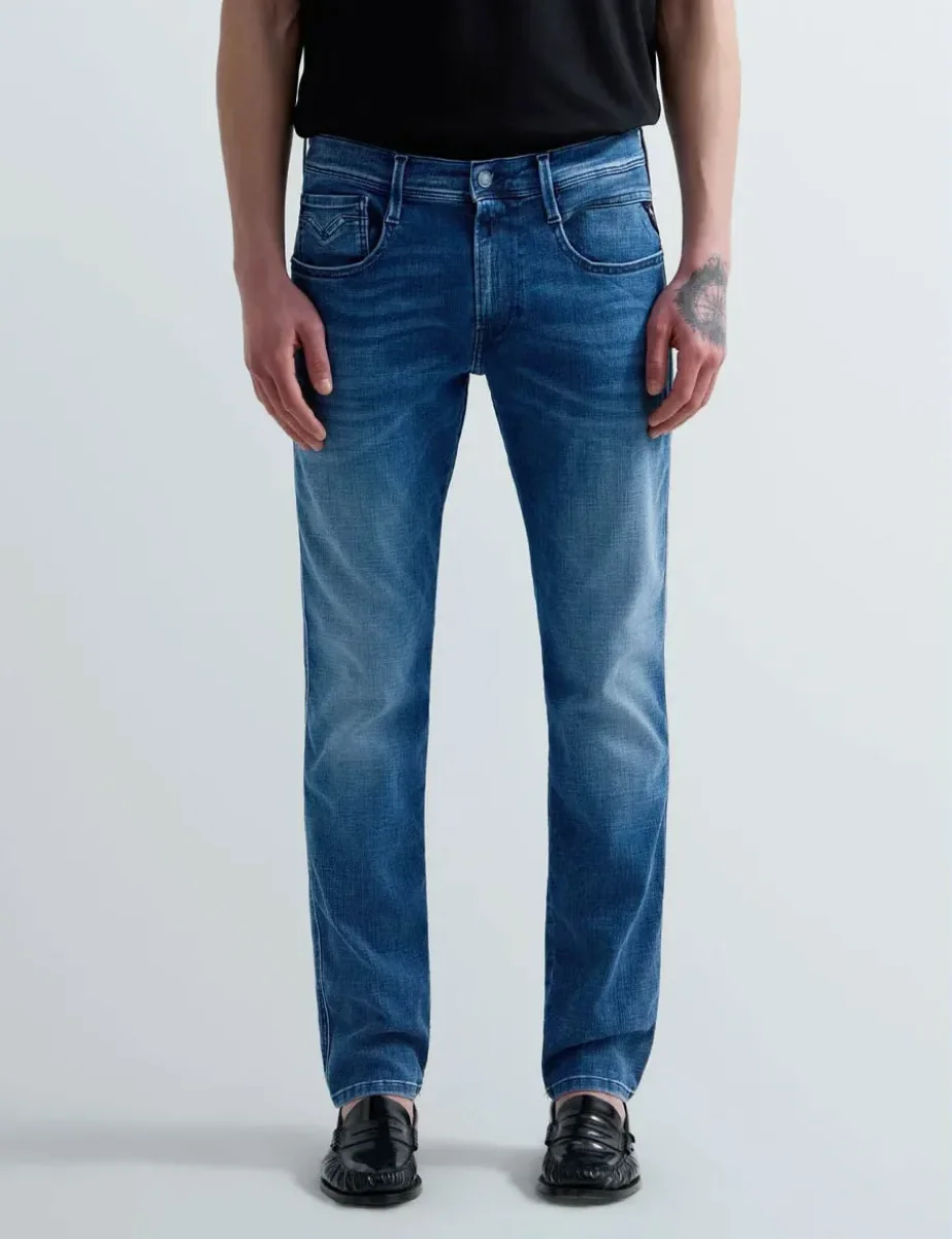 Replay HYPERFLEX MATRIX Anbass Slim-Fit Jeans / Mid Blue
