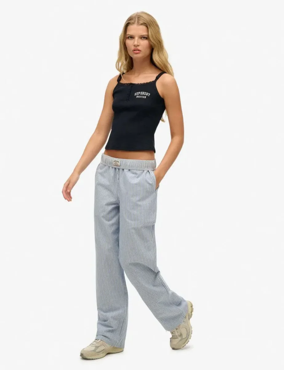 Superdry Cotton Stripe Elastic Trouser | Azure Blue Stripe