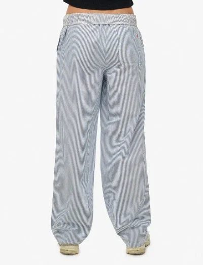 Superdry Cotton Stripe Elastic Trouser | Azure Blue Stripe