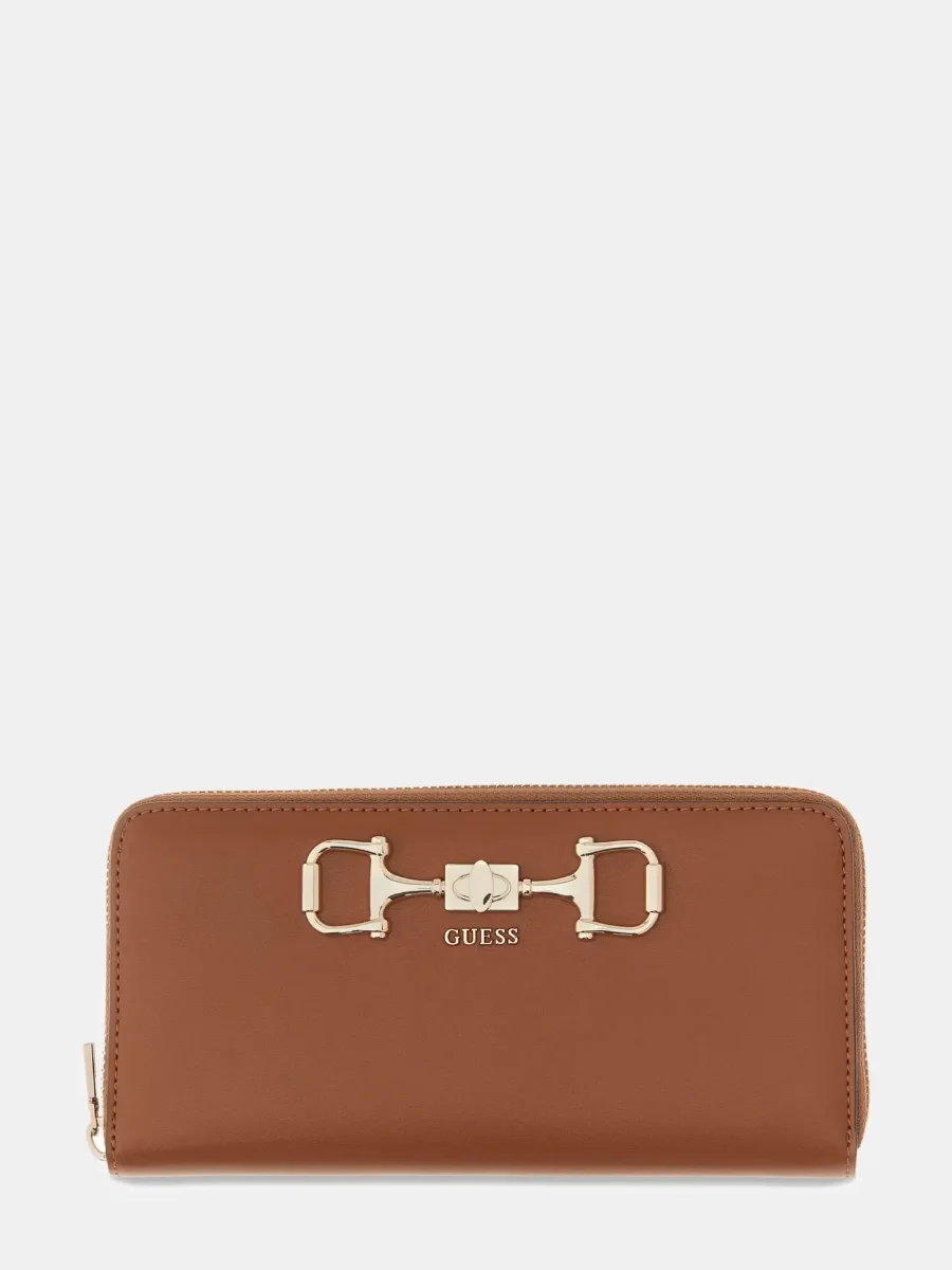 Guess Janie Large Zip Around Purse | Brown