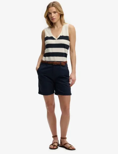 Superdry Studios V-Neckline Vest Top / Navy / Off White