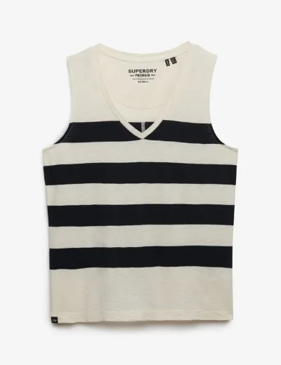 Superdry Studios V-Neckline Vest Top / Navy / Off White