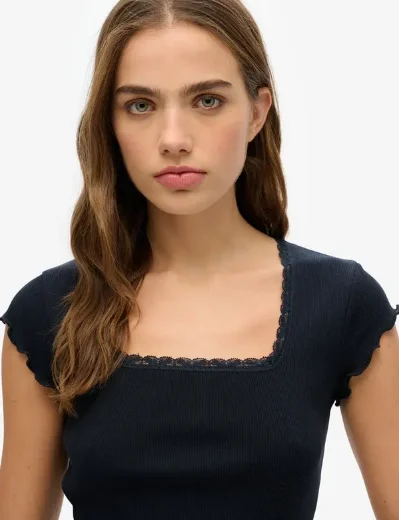 Superdry Essential Square Neck Short Sleeve T-Shirt | Navy