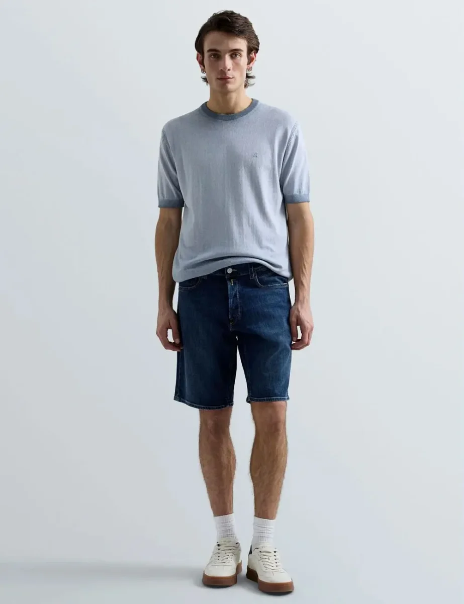 Replay Grover Straight-Fit Shorts | Medium Blue Wash