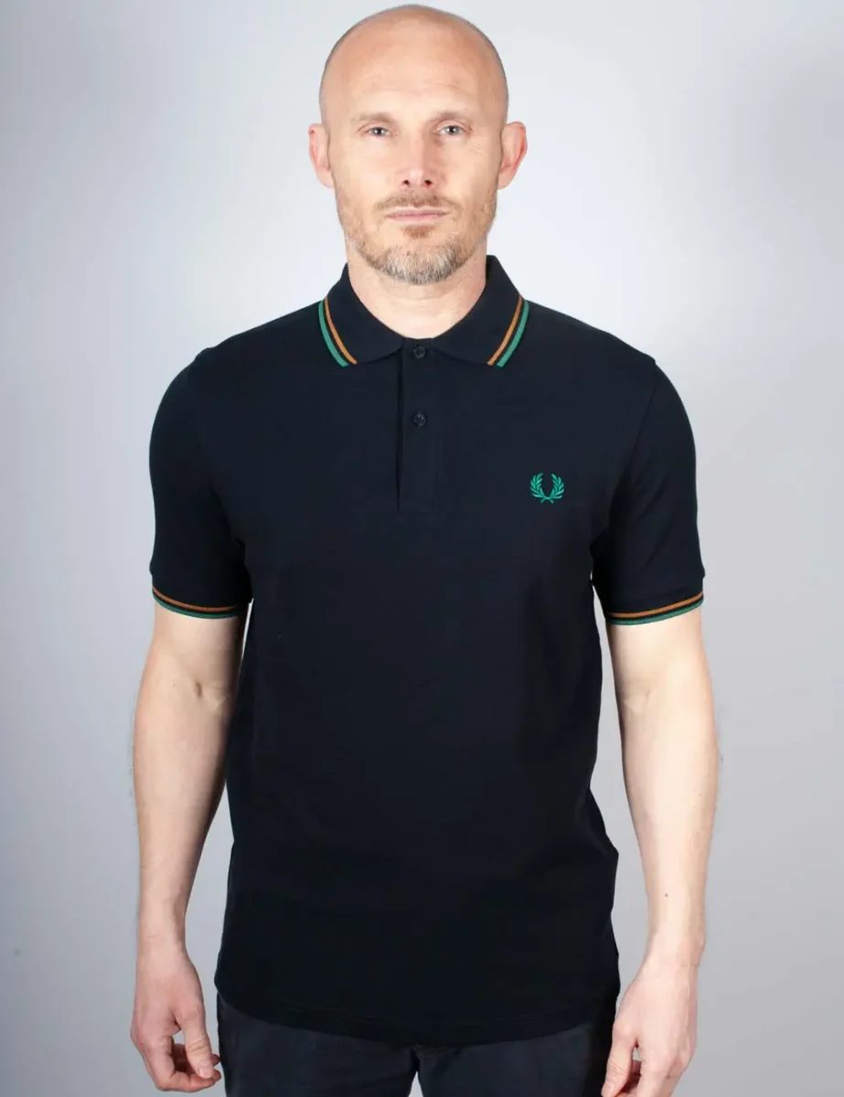 Picture of Fred Perry Twin Tipped Polo Shirt | Navy/Sport Green