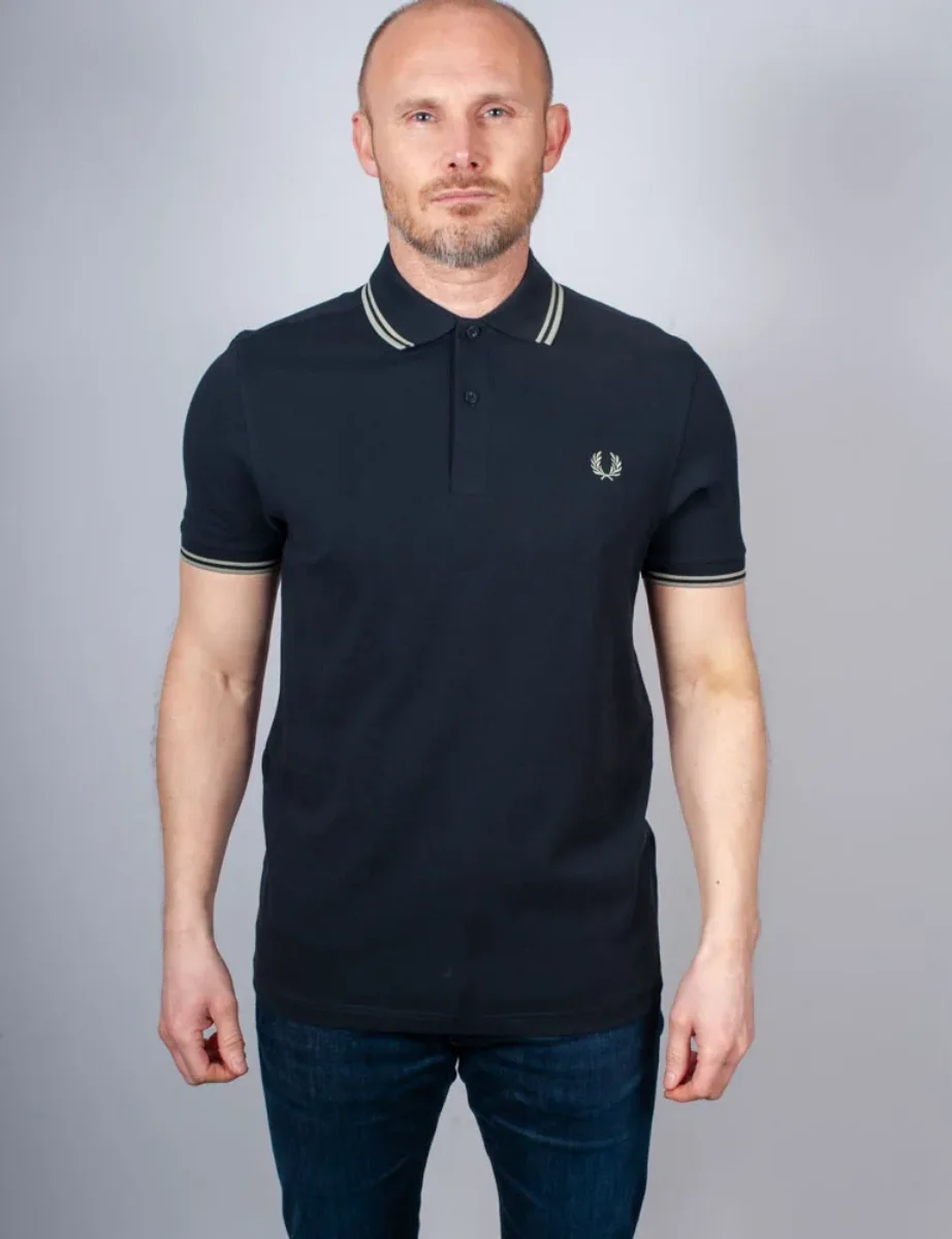 Fred Perry Twin Tipped Polo Shirt | Navy/Seagrass