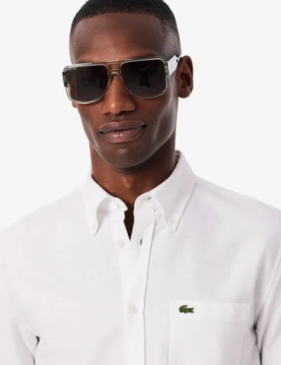 Picture of Lacoste Regular Fit Short Sleeved Oxford Shirt | White