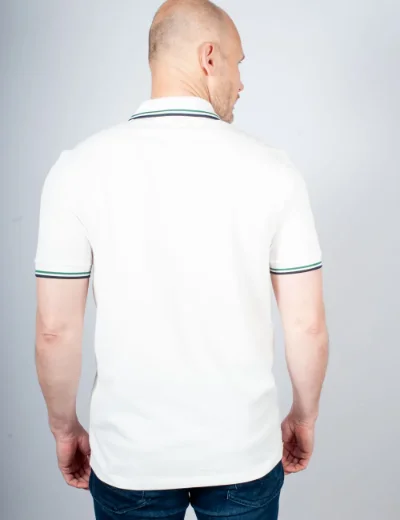 Fred Perry Twin Tipped Polo | Snow White/Green/Navy