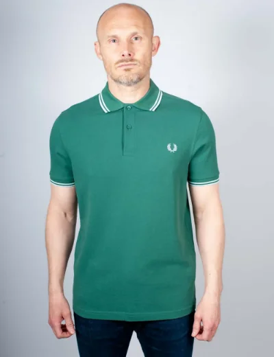 Fred Perry Twin Tipped Polo | Sports Green/Light Ice