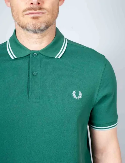 Picture of Fred Perry Twin Tipped Polo | Sports Green/Light Ice