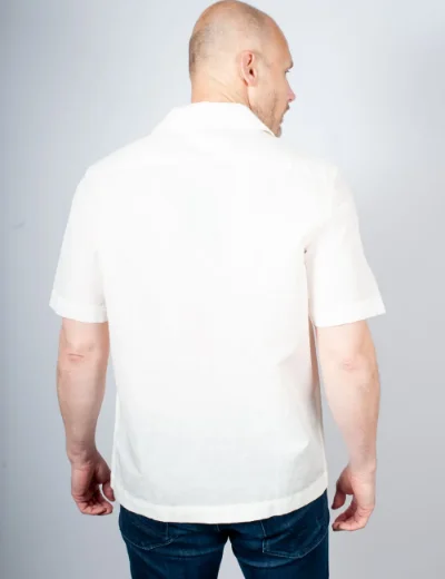 Fred Perry Linen Revere Collar Shirt | Snow White