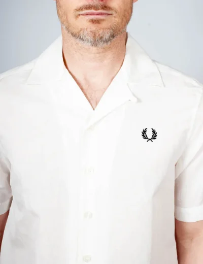 Fred Perry Linen Revere Collar Shirt | Snow White